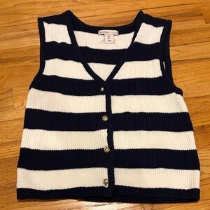 Sincerely Jules Navy and White Striped Knit Vest